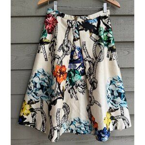 Tibi Tattoo Print Silk Skirt NWT Size 8